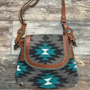 Stylish Brown and Teal Women's Bag